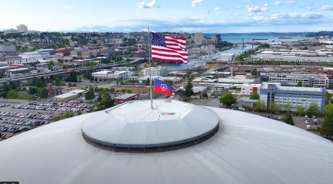 Juneteenth flag over Tacoma Dome