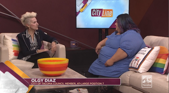 CM Diaz being interviewed on Cityline