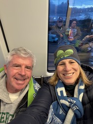 CM Rumbaugh and her husband Stan on the light rail 