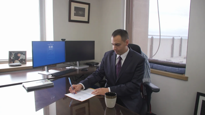 Mayor at his desk