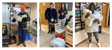 Three photo collage of happy diaper bank recipients.