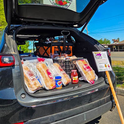 Car truck filled with food items.