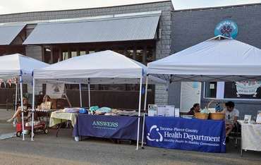 Resource booths for White River area families with necessities.