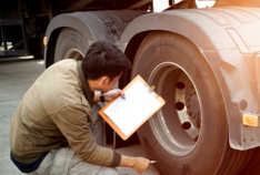 Man inspecting tire