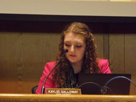 Council Chair Kaylee Galloway