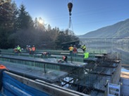 Girder installation at N Lake Samish Bridge