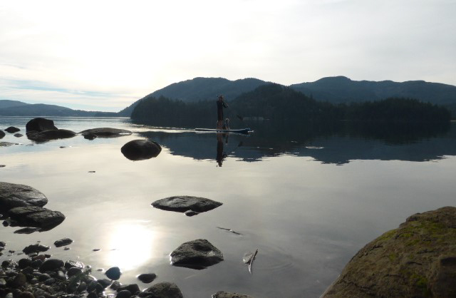 Paddleboarder with a dog on Lake Whatcom