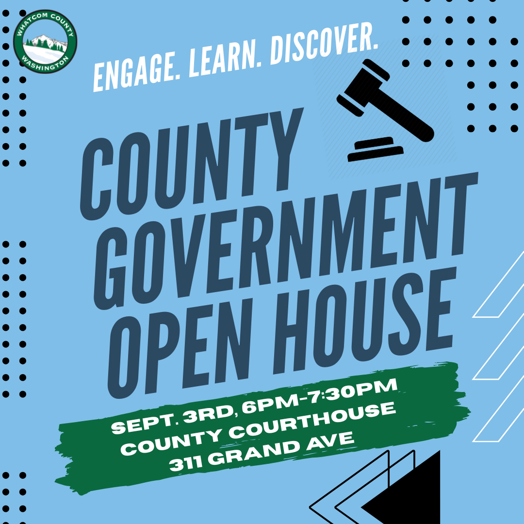 County Government Open House Flyer: Engage. Learn. Discover. Sept. 3, 2025; 6-7:30 PM; County Courthouse 