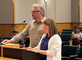 Incarceration Prevention and Reduction Task Force Co-Chairs Peter Frazier and Heather Flaherty speak to Council
