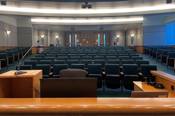 Microphone at the front of Council Chambers