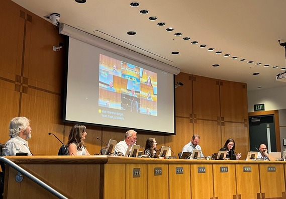 Councilmembers engage in discussion following a presentation on programming for the new jail.