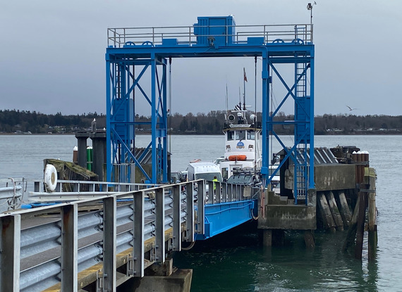Lummi Island ferry sits at ferry terminal