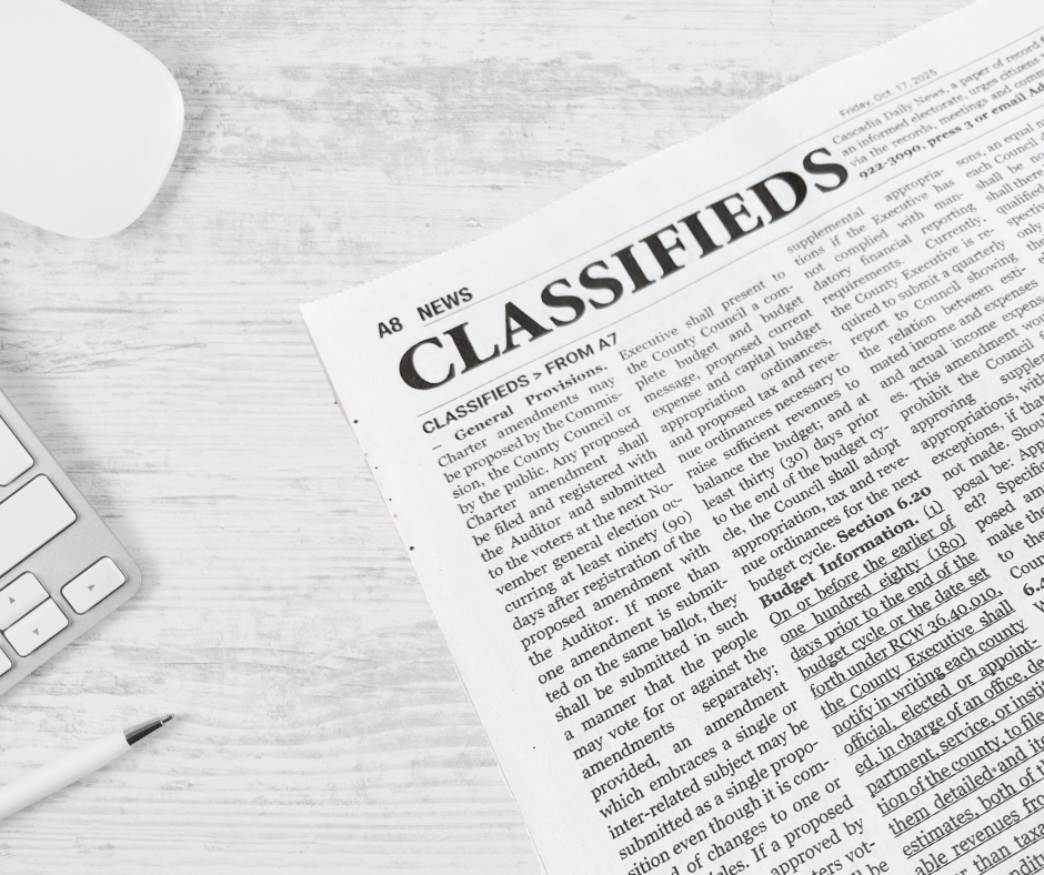 Classified Ad - Public Hearing Notice