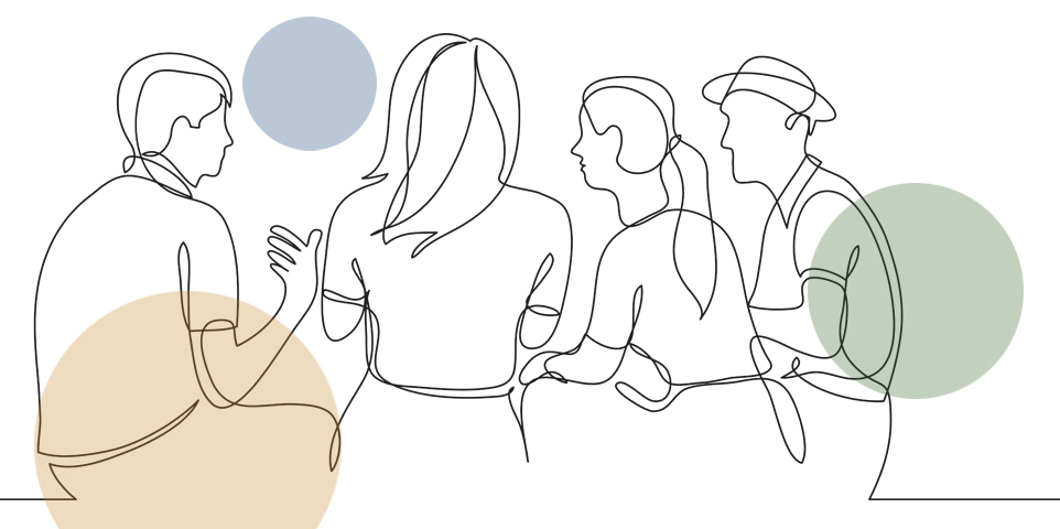 A group of four people in discussion