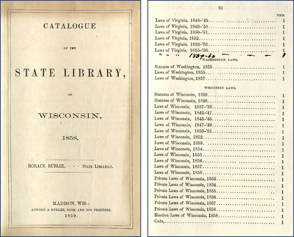 Historical library catalog pages