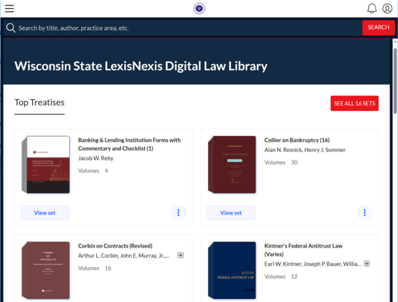 Lexis Digital ebooks screenshot of browse page