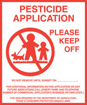 Pesticide application sign