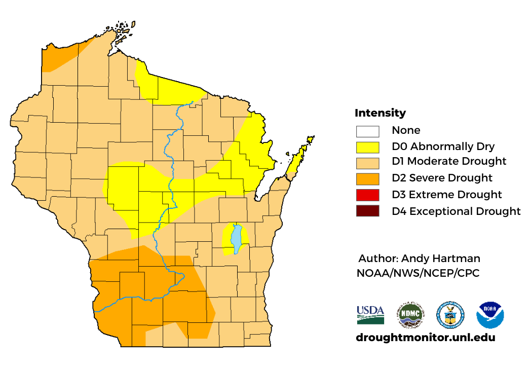 U.S. Drought Monitor Map of Wisconsin June 29, 2023