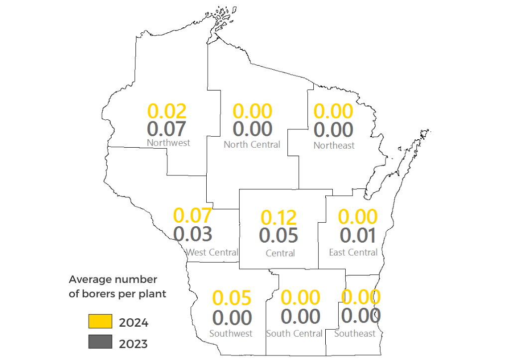 European corn borer survey results by crop district map 2024