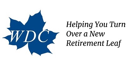 WDC logo of blue leaf with words: Helping You Turn Over a New Retirement Leaf