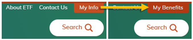 Screenshot of My Info button and My Benefits button