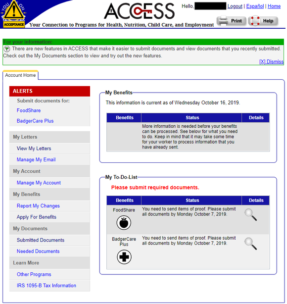 ACCESS Account Home Page - Version 2