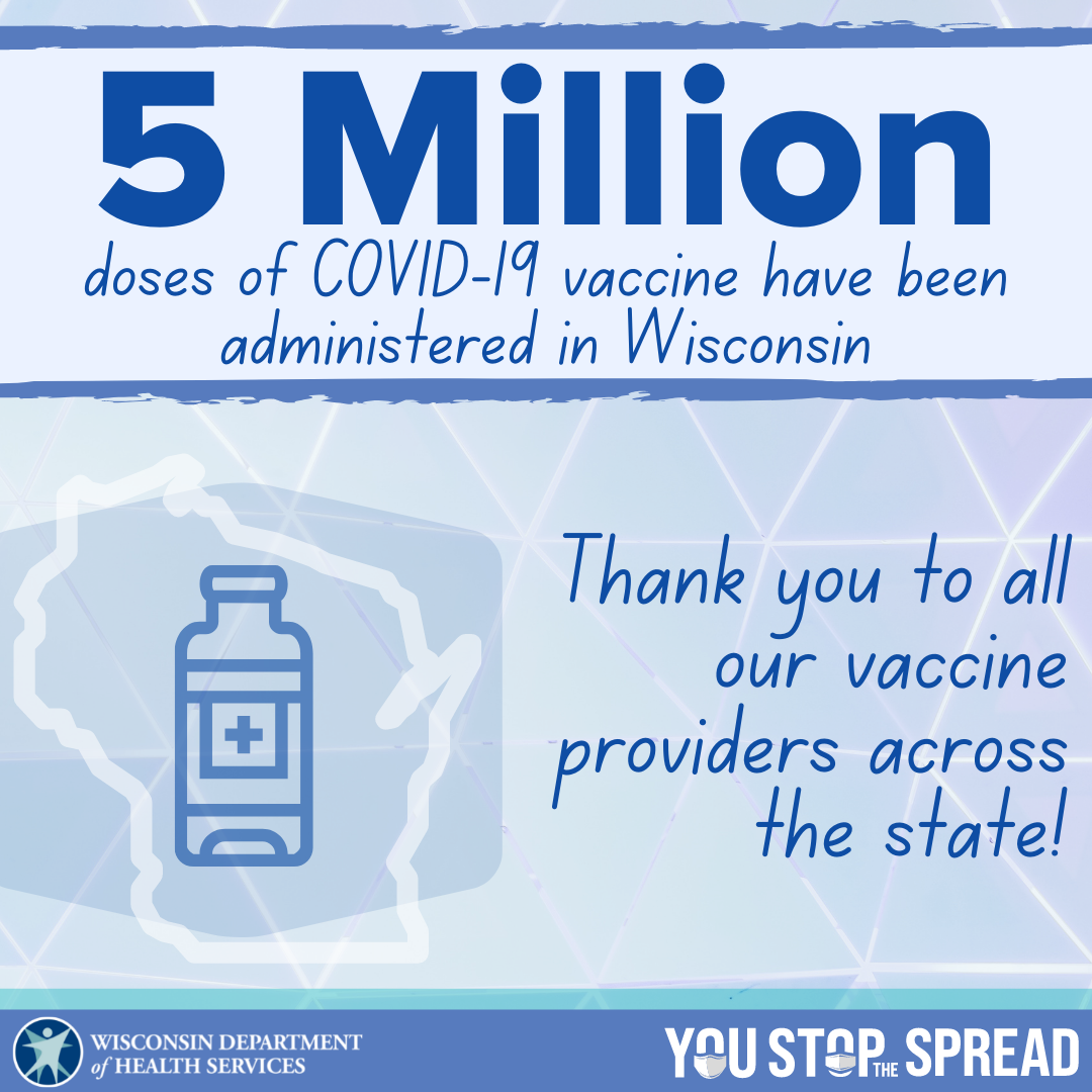5 million doses of the COVID-19 administered in Wisconsin