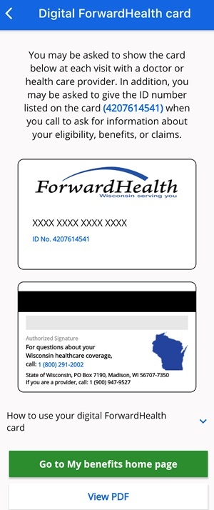 MyACCESS mobile app digital ForwardHealth card