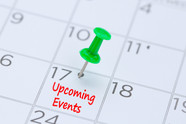 Upcoming events pinned on a calendar