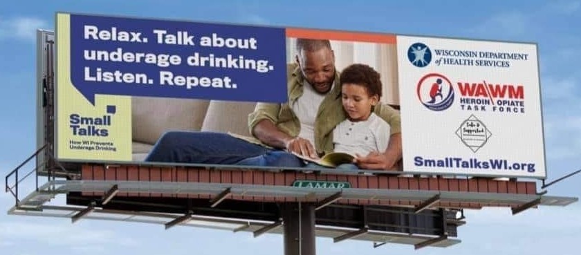 Small Talks billboard in Milwaukee County