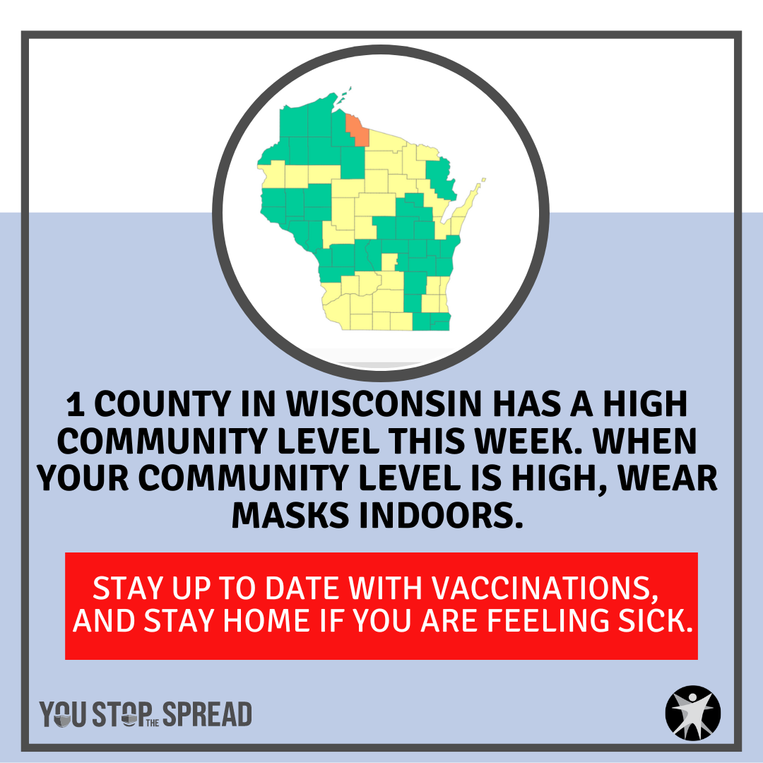 1 Wisconsin counties is in the “high” COVID-19 Community Level category: Iron