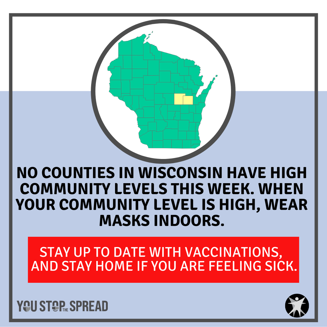 No Counties in Wisconsin have High community levels this week.