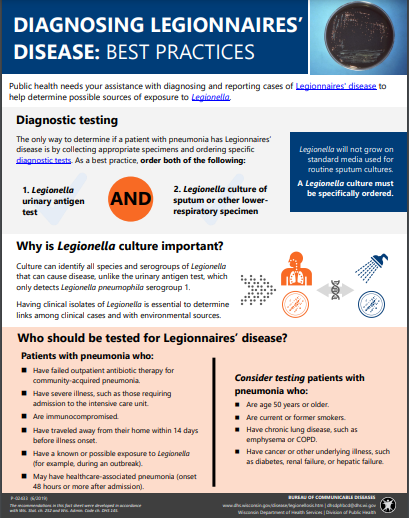 Screenshot of Legionella fact sheet