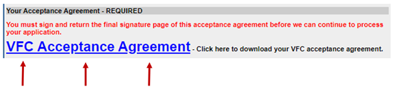 VFC acceptance agreement image