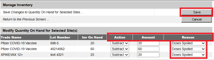 WIR manage inventory