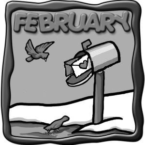 february calendar clipart black and white tree