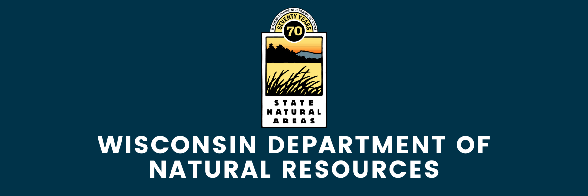 Wisconsin DNR State Natural Areas 70th Anniversary Logo  with Wisconsin Department Of Natural Resources spelled out in text.