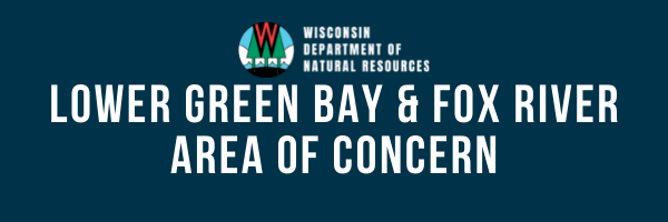 Wisconsin DNR logo and text "Lower Green Bay & Fox River Area Of Concern"