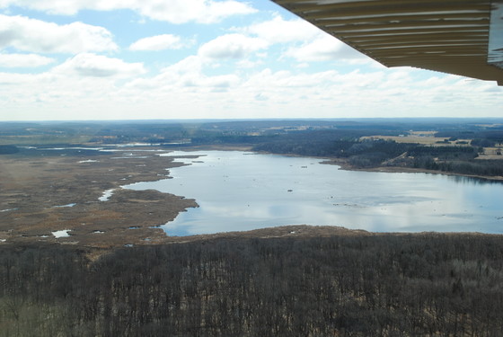 An aerial image of French Creek Wildlife Area. 