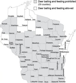 map of baiting and feeding bans in WI