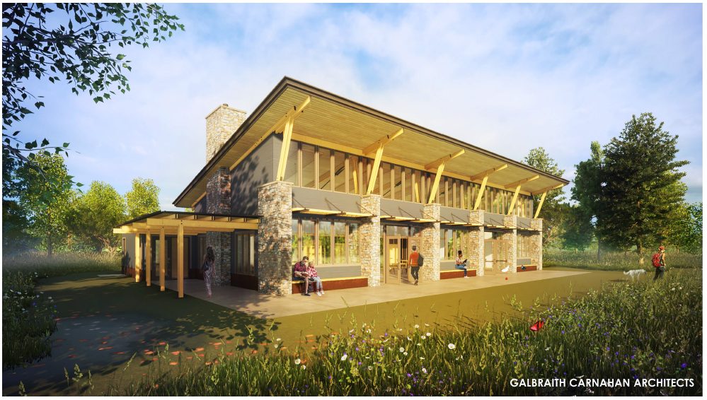 rendering of exterior of lapham lodge