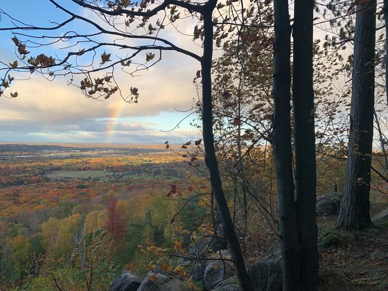 A rainbow in the sky over Rib Mountain.