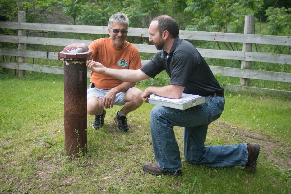 A DNR employee tests a well at Stonefield in Cassville.