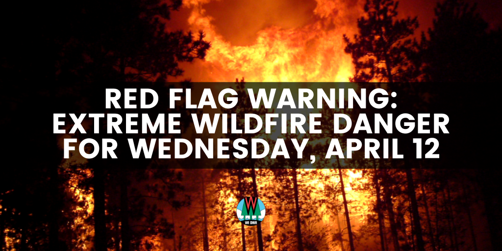 wildfire image with a text overlay that states 'extreme fire danger'