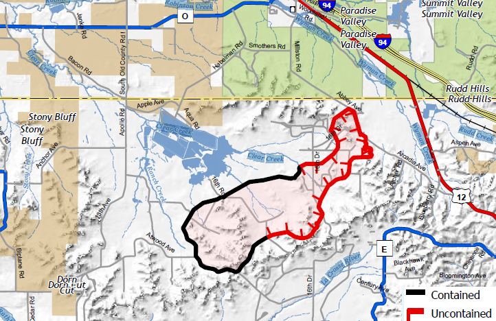 map of the arcadia fire on April 13