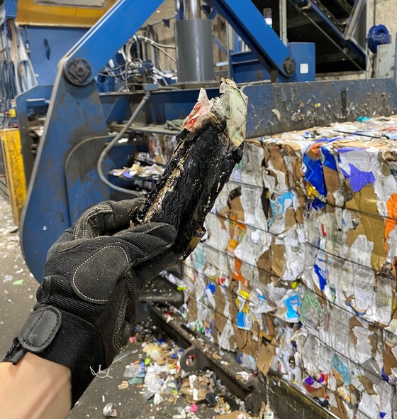 a lithium-ion battery at a recycling facility