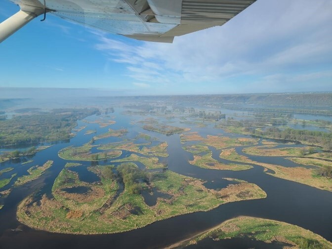 An aerial view of Wisconsin wetlands. 