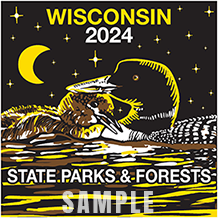 2024 state park admission sticker showing an illustration of a loon