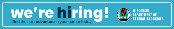 A blue graphic that reads "We're Hiring. Find the next adventure in your career today!"