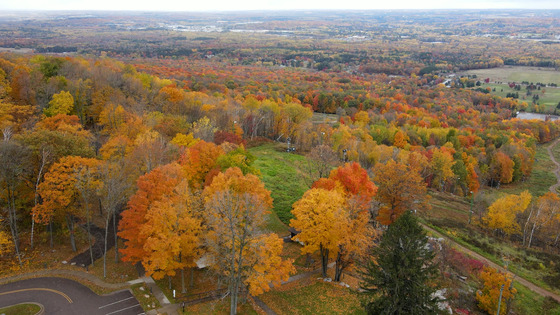 Rib Mountain State Park in the fall with colorful leaves